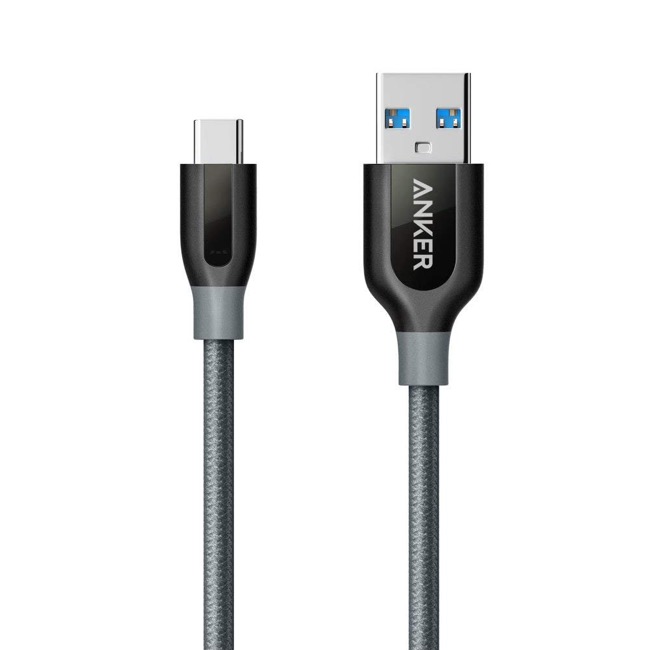 Anker PowerLine+ USB-C & USB-A 3.0 ケーブル (0.9m)_gray