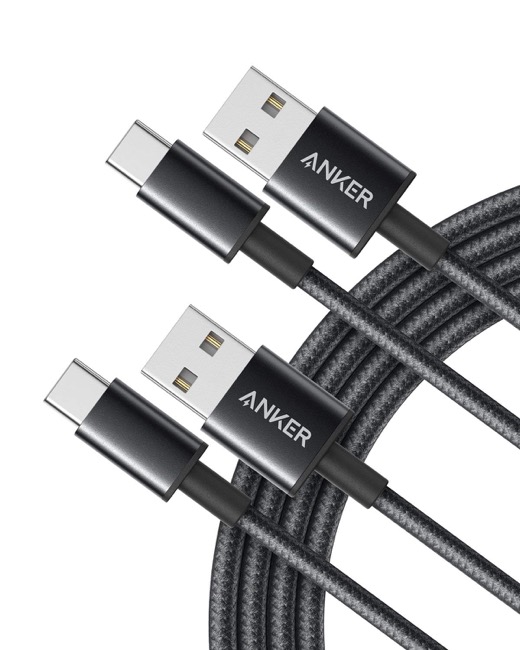 B8173_【2本セット】Anker 高耐久ナイロン USB-C _ USB-A 2.0 ケーブル (1.8m)_Black