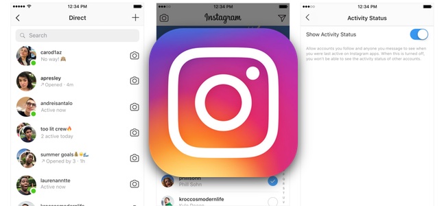 Instagramで友人がオンライン状態かどうかプロフィール画像についた緑の丸で一目でわかるように
