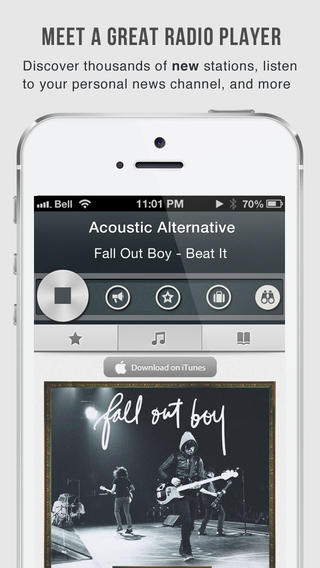 OneTuner Pro Radio Player for iPhone, iPad, iPod Touch - tunein to 65 genres!