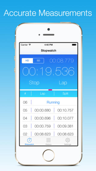 Stopwatch - ミリ秒単位の正確さを持つ専門的で正確なストップウォッチ