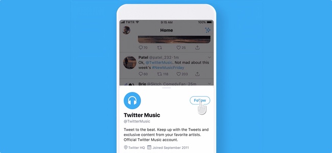 Twitterが公式アプリで画面を遷移せずにその場でプロフィールを確認できる機能をテスト中