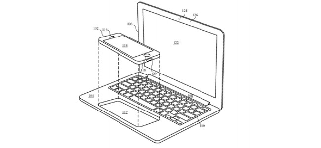 ノートPC型ドックにiPhoneがイン！iPhoneをラップトップ端末の中身とトラックパッドとして合体・利用する特許を出願