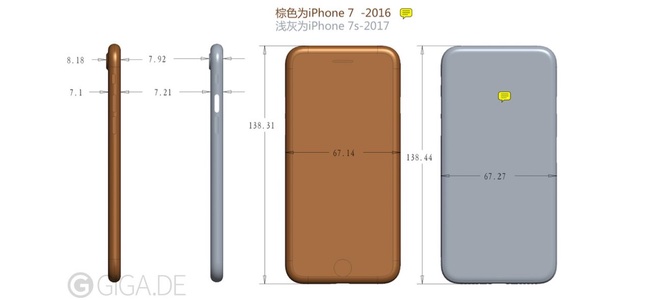 iPhone 7sのサイズは7より全体的に0.1mm大きくなり、カメラ部分の出っ張りは少し小さくなる？
