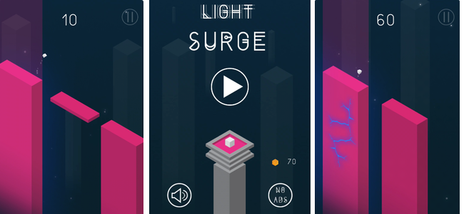 落ちていく瞬間が切ない。距離を見極めてタップするだけのシンプルゲーム「Light Surge」