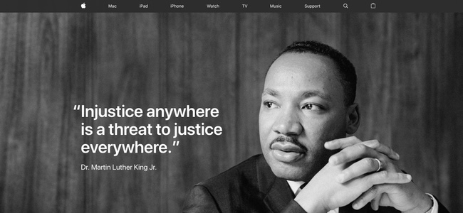アメリカのApple公式サイトトップがマーチン・ルーサー・キング牧師に敬意を表する特別仕様に