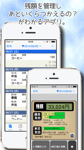 残額メモ～今日あといくら使っていいの？