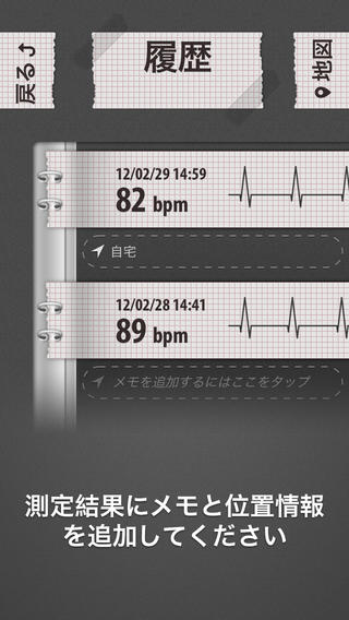 カーディオグラフ (Cardiograph)：iPhoneやiPadのカメラを使った心拍数測定 – 家族や友達の心臓の健康状態を記録